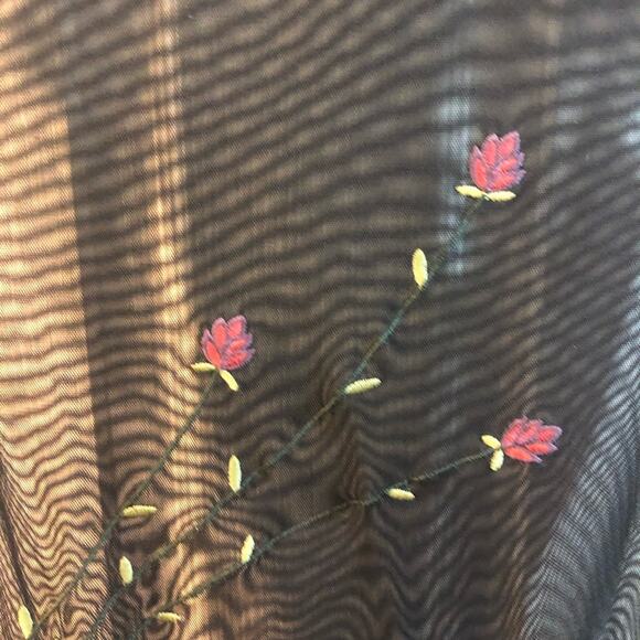 Vintage Express Sheer Floral black Embroidered Overlay Top M Y2K - Picture 2 of 9